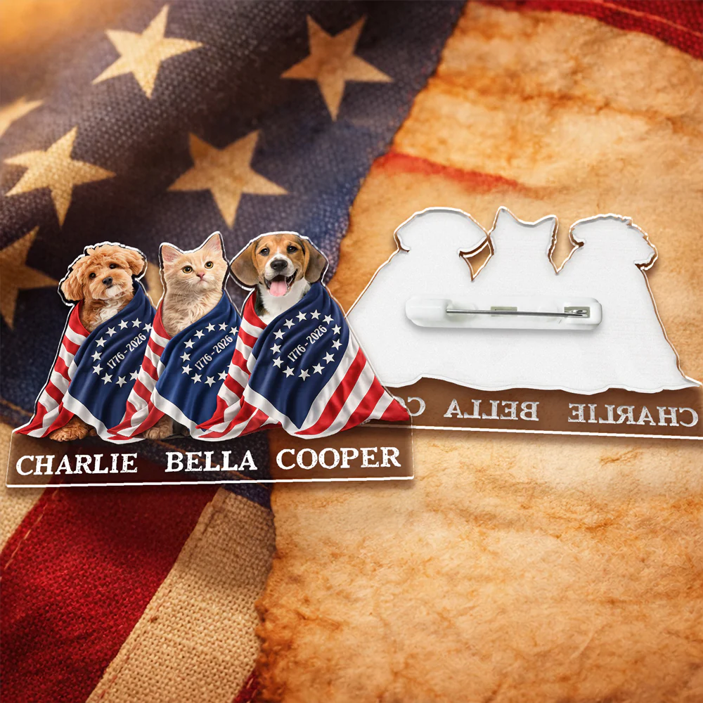 Custom Photo Dog Cat With 250th Anniversary of America 1776–2026 Acrylic Pin CH07 911160 - Image 3