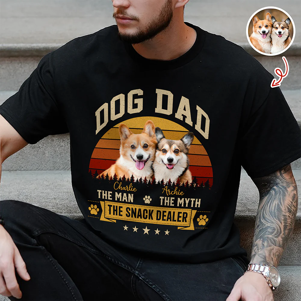 Custom Photo Dog Dad The Man The Myth The Snack Dealer Dark Shirt HO82 902504 - Image 2