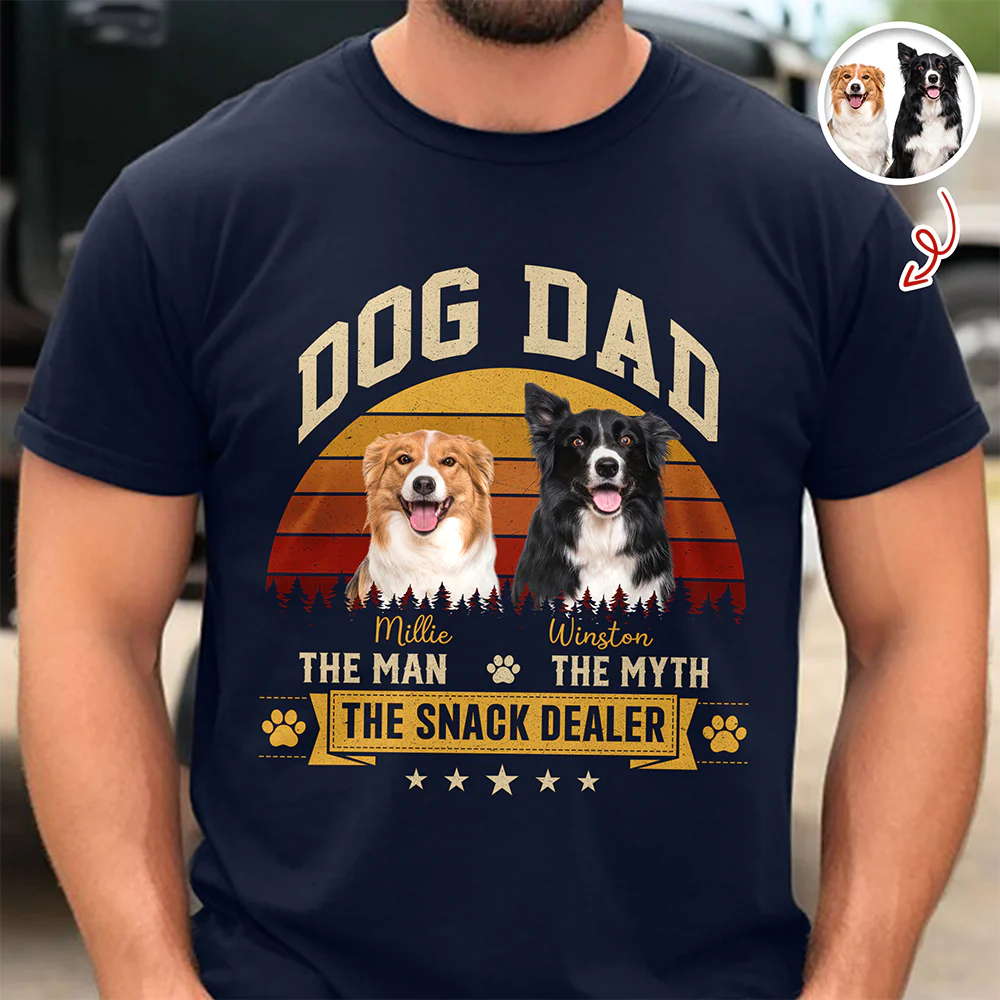 Custom Photo Dog Dad The Man The Myth The Snack Dealer Dark Shirt HO82 902504 - Image 3