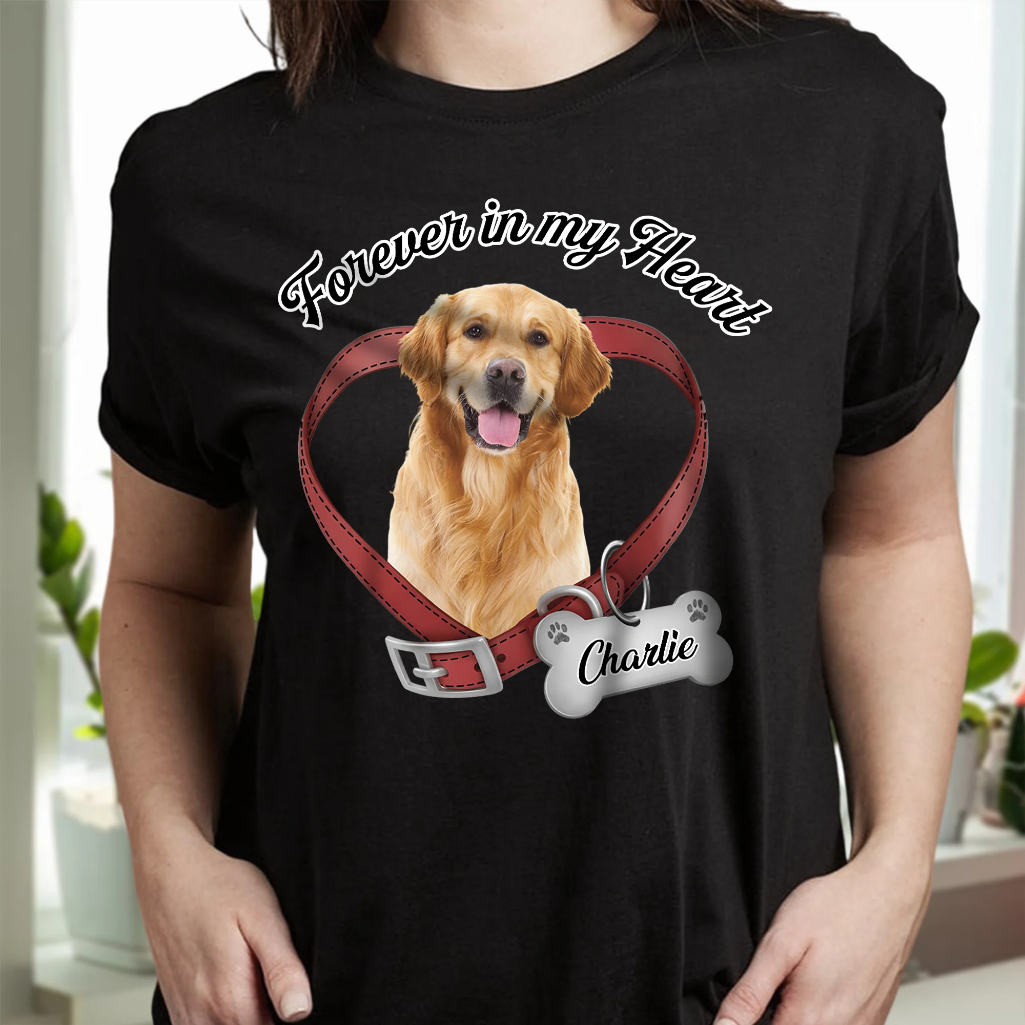 Custom Photo Forever In My Heart Dog Memorial Dark Shirt CH07 910812 - Image 2