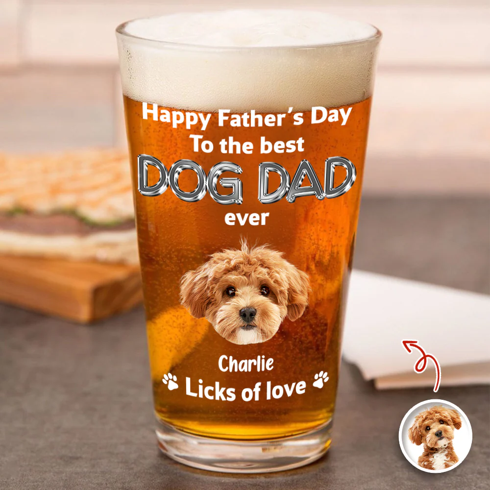 Custom Photo Happy Father's Day To The Best Dog Dad Ever Beer Glass HA75 921392 - Image 4