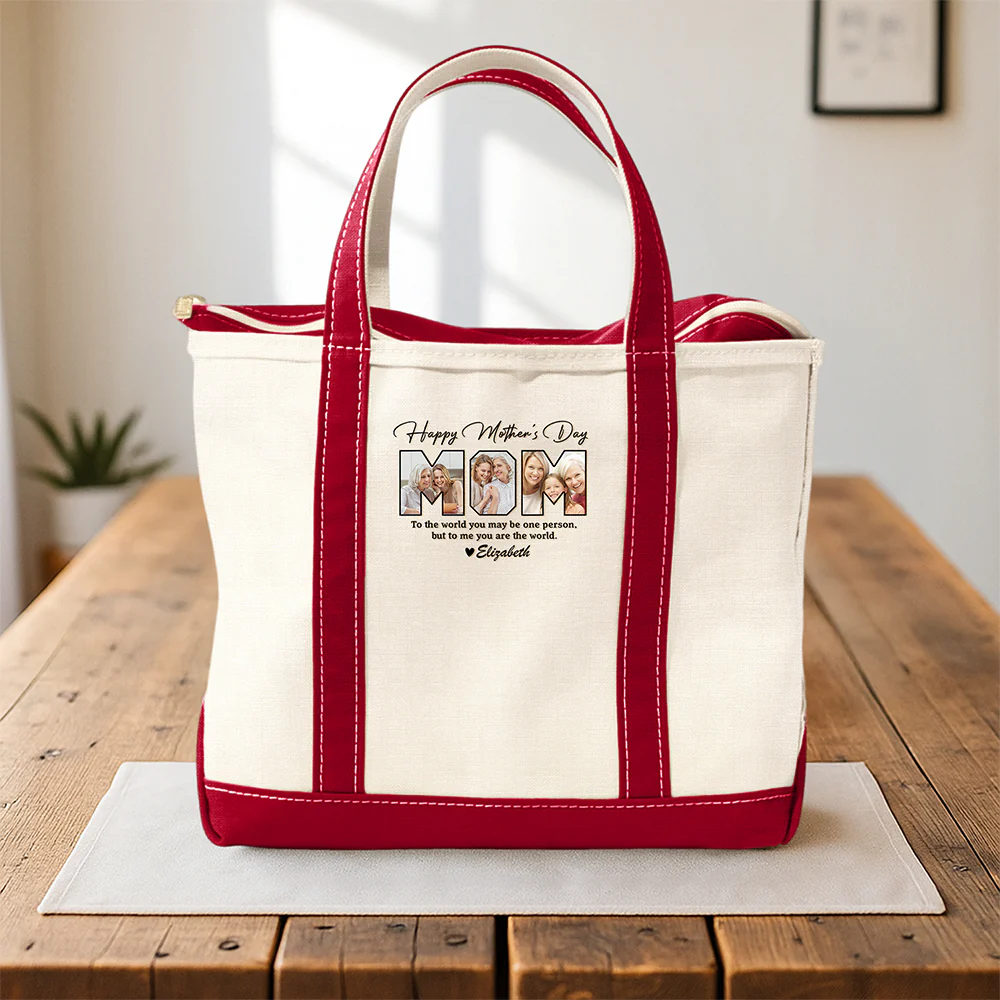 Custom Photo Happy Mother's Day To Mom Monogram Beach Bag, Personalized Gift for Mom HO82 902016
