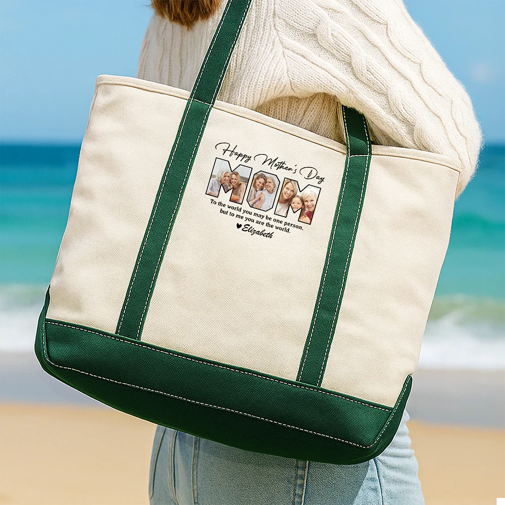 Custom Photo Happy Mother's Day To Mom Monogram Beach Bag, Personalized Gift for Mom HO82 902016 - Image 3