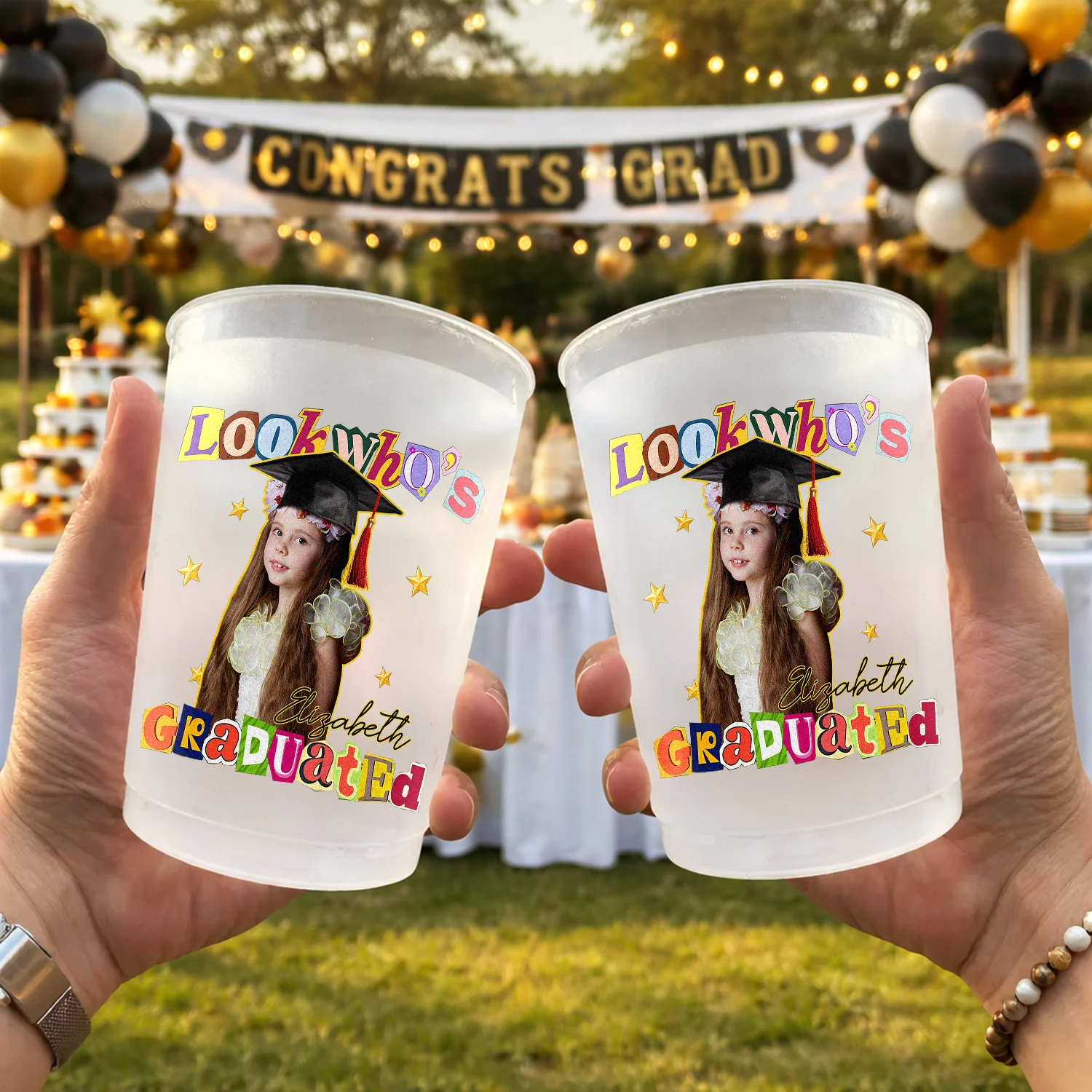 Custom Photo Look Who's Graduated Graduation Cups - Personalized Party Decor HO82 902280 - Image 2