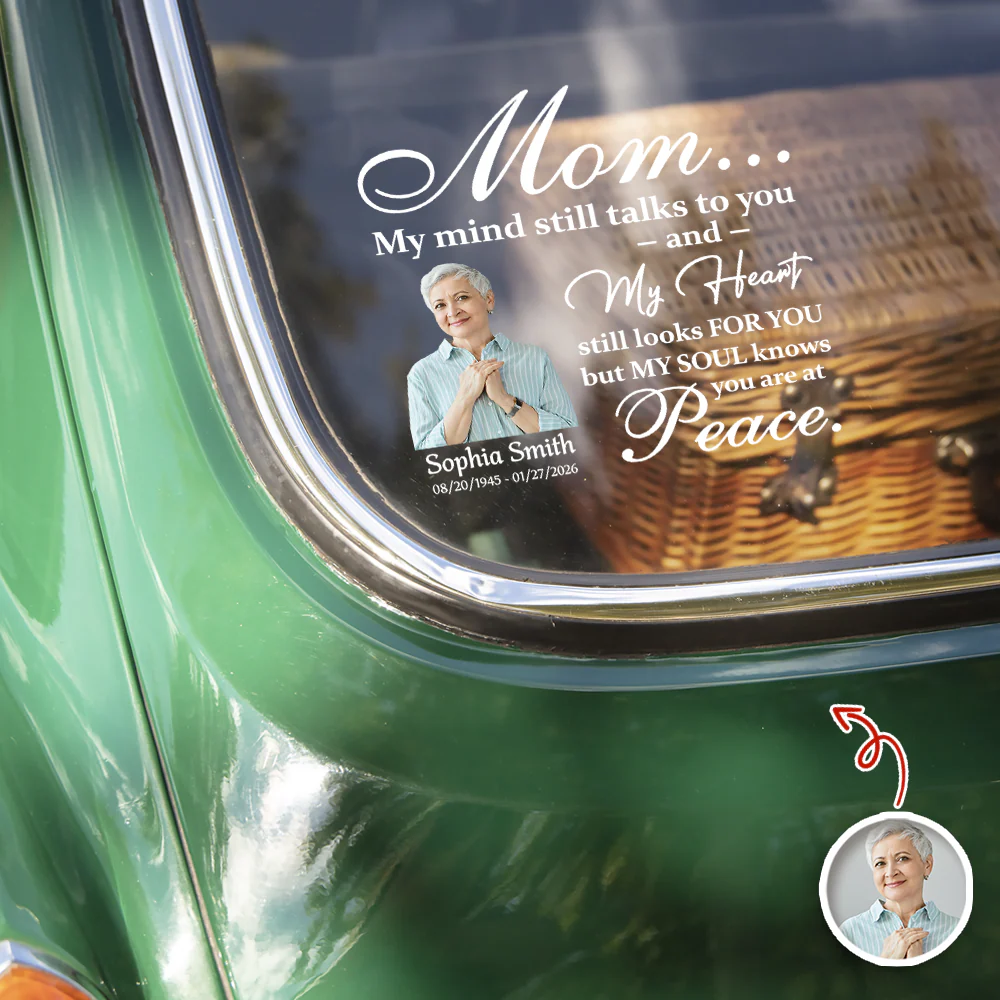 Custom Photo My Mind Still Talks to You Memorial Car Window Decal Sticker HA75 899010 - Image 4