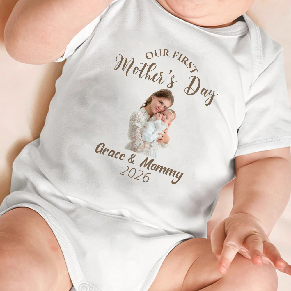 Custom Photo Our First Mother’s Day Together Baby Onesie LM32 899637 - Image 3