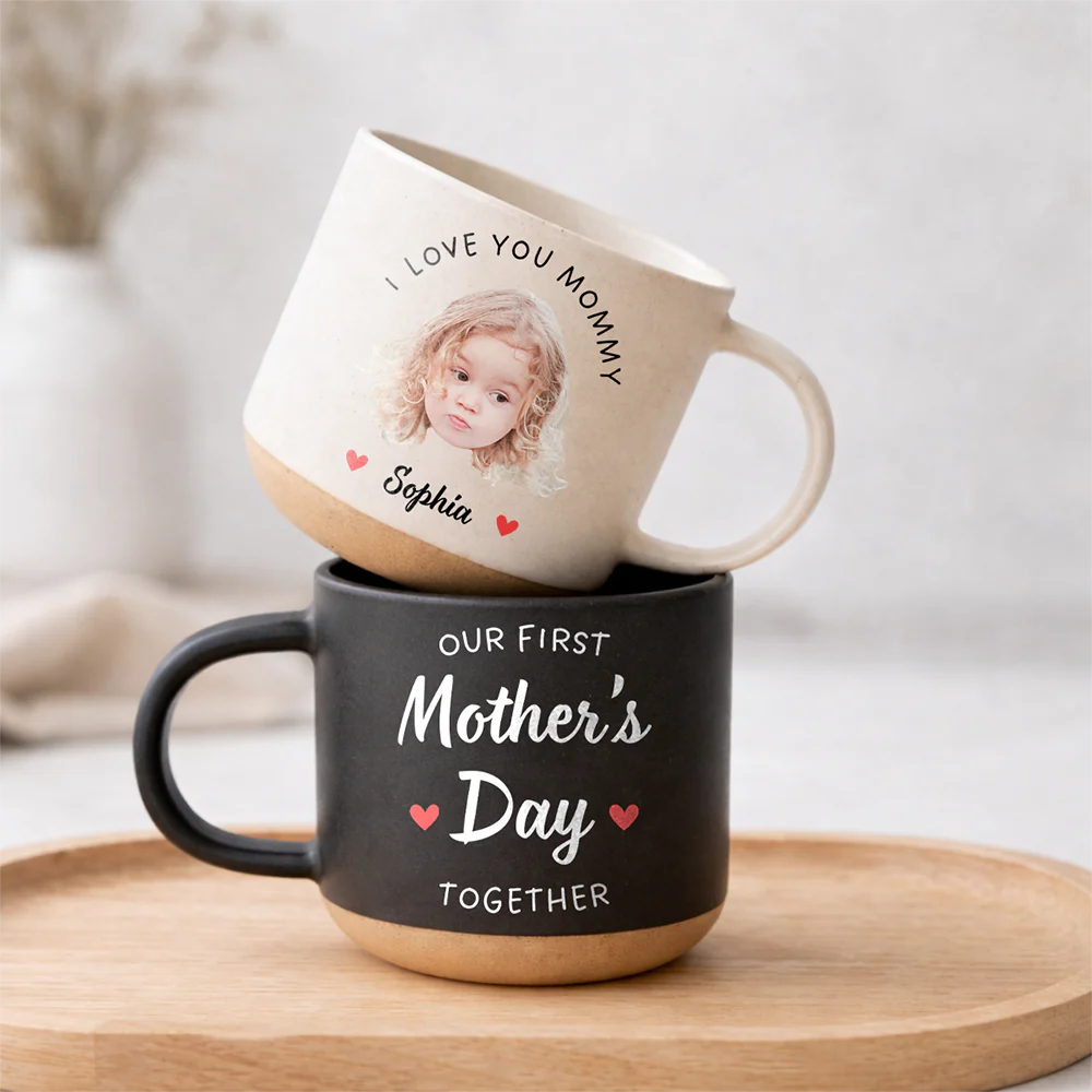 Custom Photo Our First Father Mother's Day Together Pottery Mug for New Mom New Dad LM32 899625 - Image 4