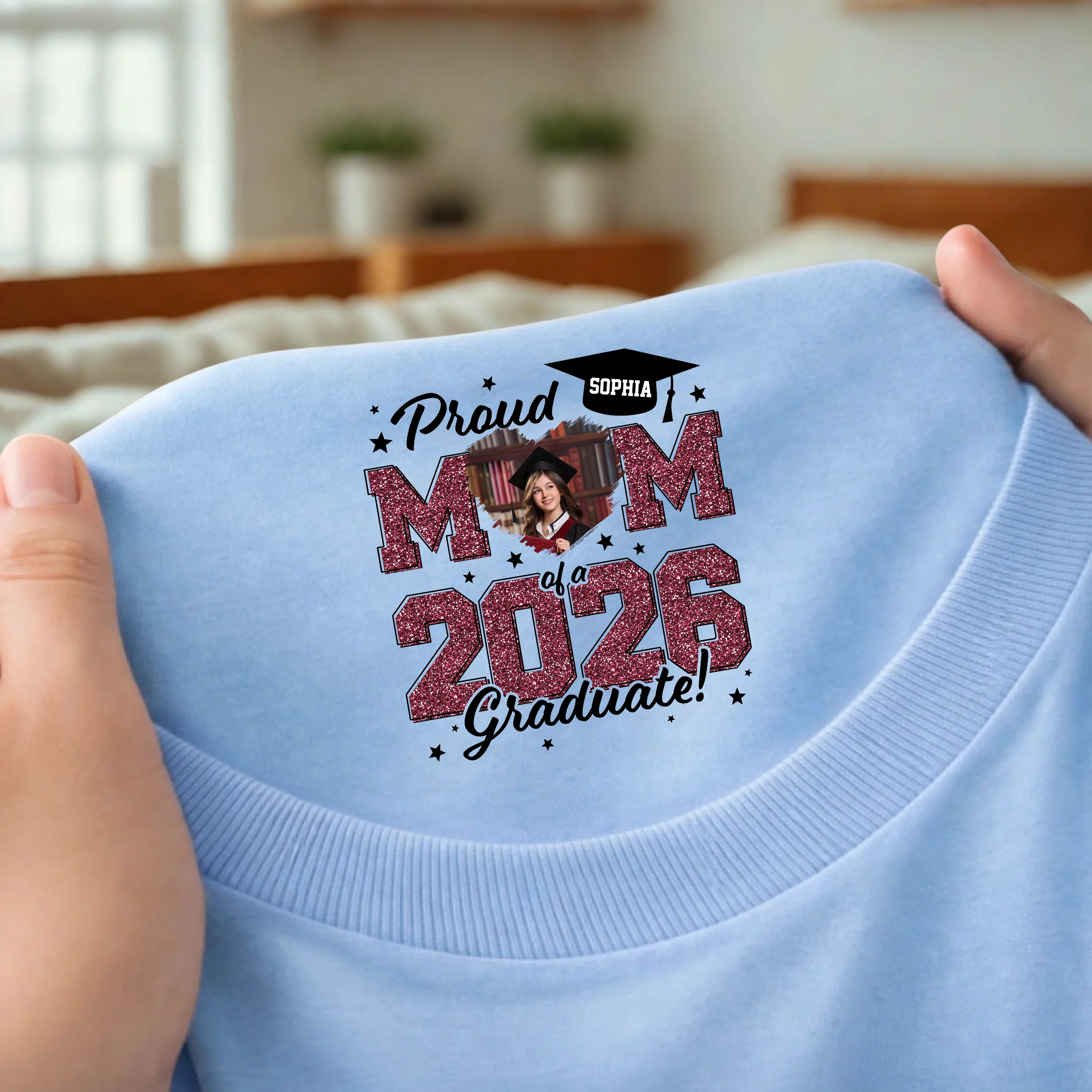 Custom Photo Proud Mom, Dad Of A 2026 Graduate Glitter Back Neck Shirt LM32 899421 - Image 5