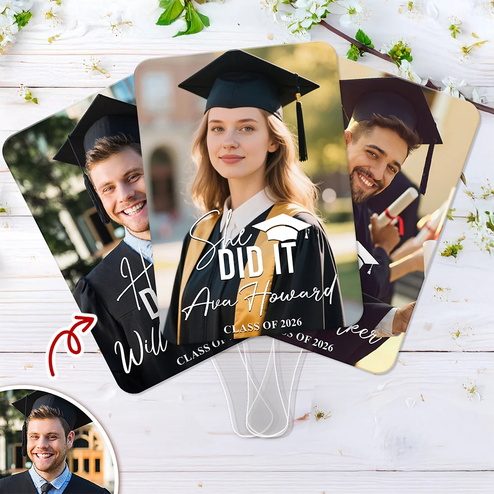 Custom Photo She Did It Class Of 2026 Graduation Face Fan For Party HO82 902256 - Image 3
