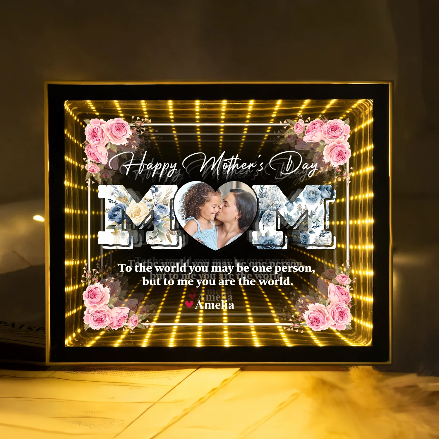 Custom Photo To The World You May Be One Person Mirror Light Box Mother's Day Gift CH07 910872 - Image 2