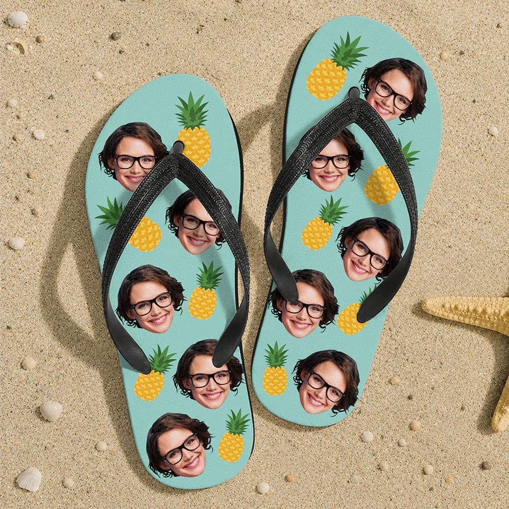 Custom Photo Tropical Summer Pattern Flip Flops - Personalized Beach Gift CH07 911604 - Image 5