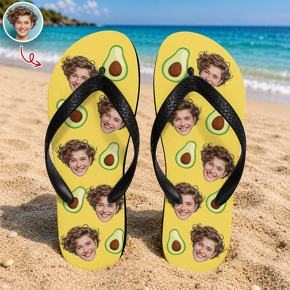 Custom Photo Tropical Summer Pattern Flip Flops - Personalized Beach Gift CH07 911604 - Image 6