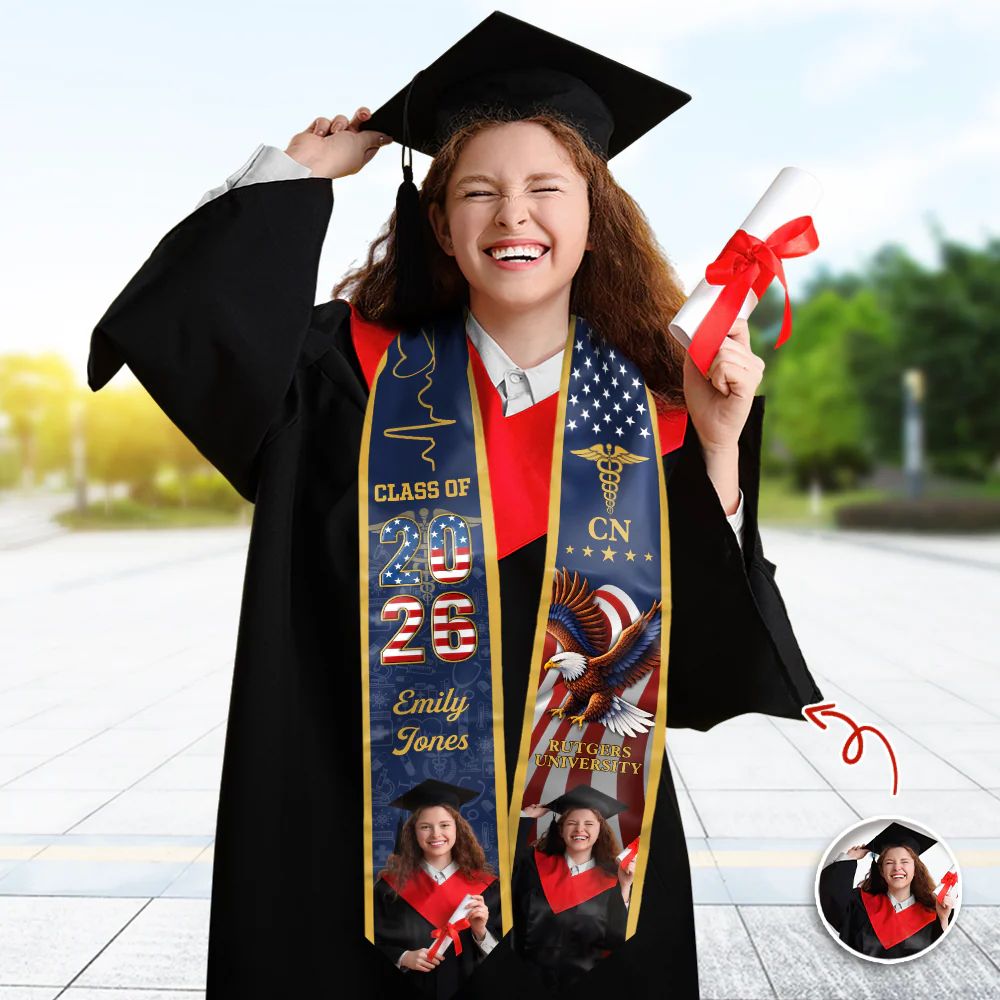 Custom Photo USA 250th Anniversary Nursing Graduation Stole HO82 901714 - Image 4