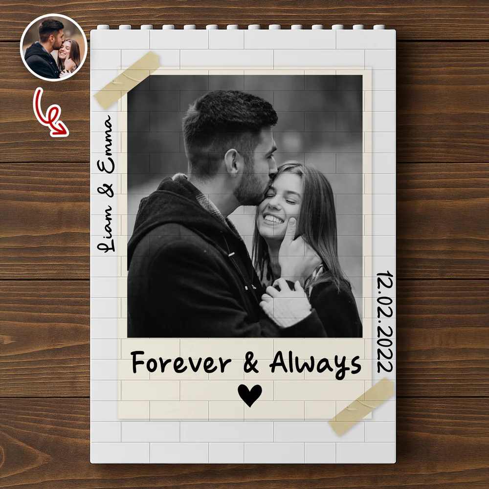 Custom Polaroid Couple Photo Forever & Always Building Brick Blocks CH07 910806 - Image 5