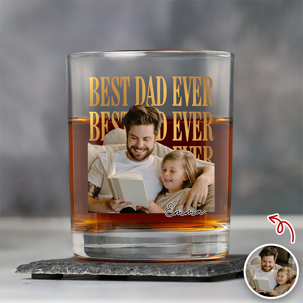 Custom Vintage Photo Best Dad Ever Whiskey Glass - Father’s Day Gift TH10 169843 - Image 4