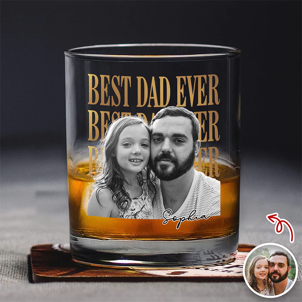 Custom Vintage Photo Best Dad Ever Whiskey Glass - Father’s Day Gift TH10 169843 - Image 5