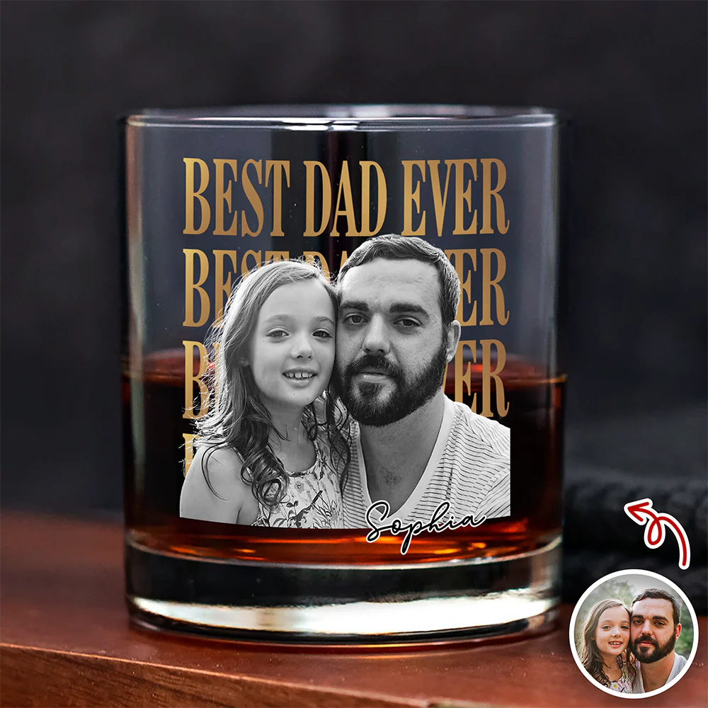 Custom Vintage Photo Best Dad Ever Whiskey Glass - Father’s Day Gift TH10 169843 - Image 6