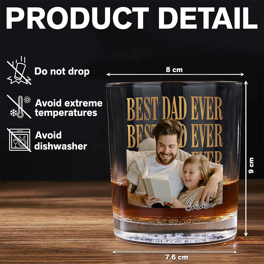 Custom Vintage Photo Best Dad Ever Whiskey Glass - Father’s Day Gift TH10 169843 - Image 7