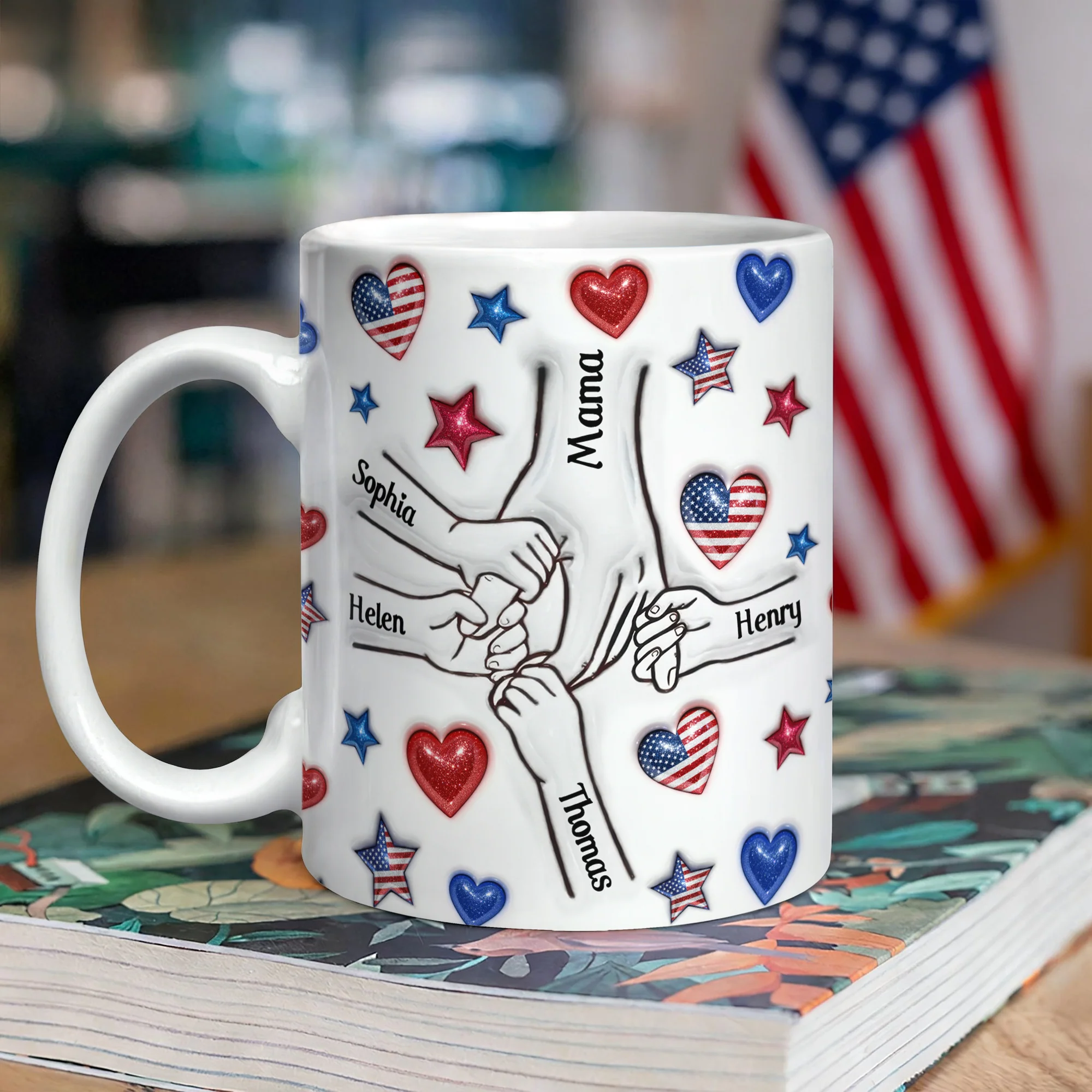 Forever Connected, Hand in Hand - Family Personalized 3D Inflated Effect Printed 3D Mug HA75 920386 - Image 6