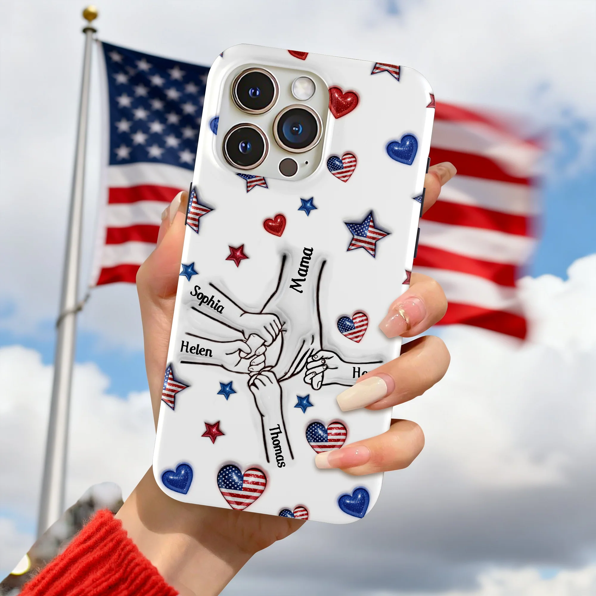 Forever Connected, Hand in Hand - Family Personalized 3D Inflated Effect Printed Phone Case HA75 920384 - Image 5