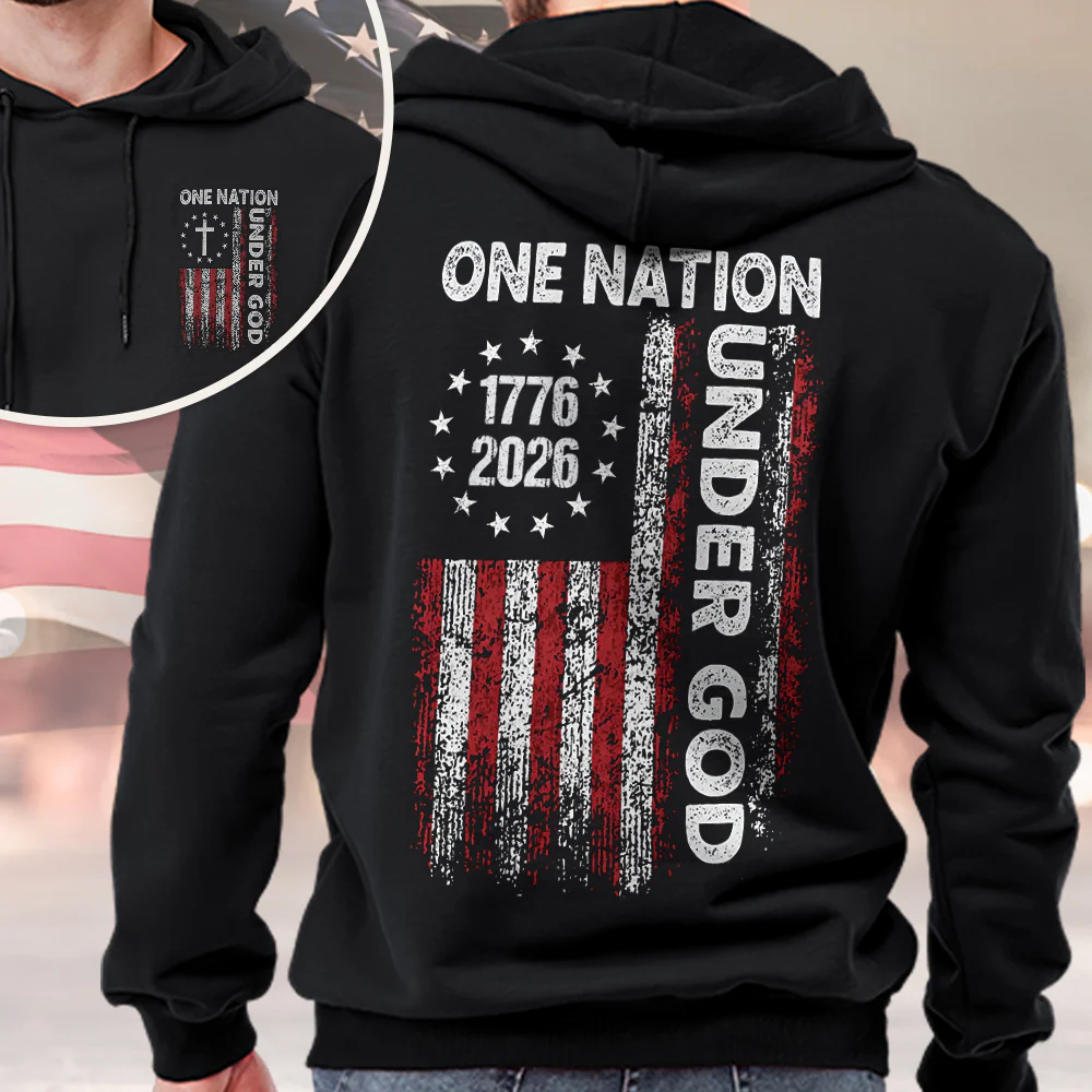 One Nation Under God America 250th 1776-2026 Back & Front Dark Shirt TH10 169059 - Image 3