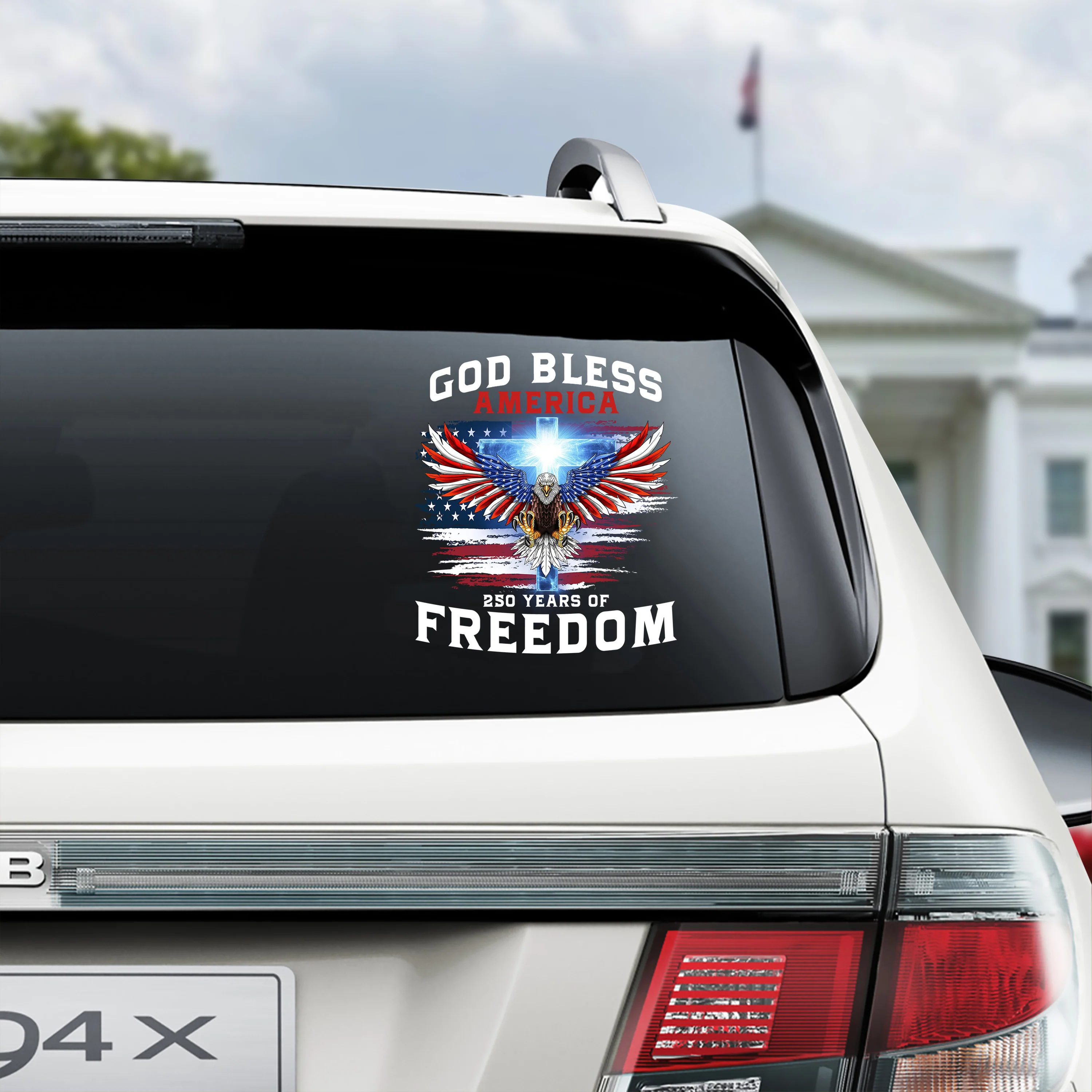 Personalized 250 Years of Blessing Shirt, Patriotic God Bless America Eagle Car Window Decal Sticker CH07 910790 - Image 3