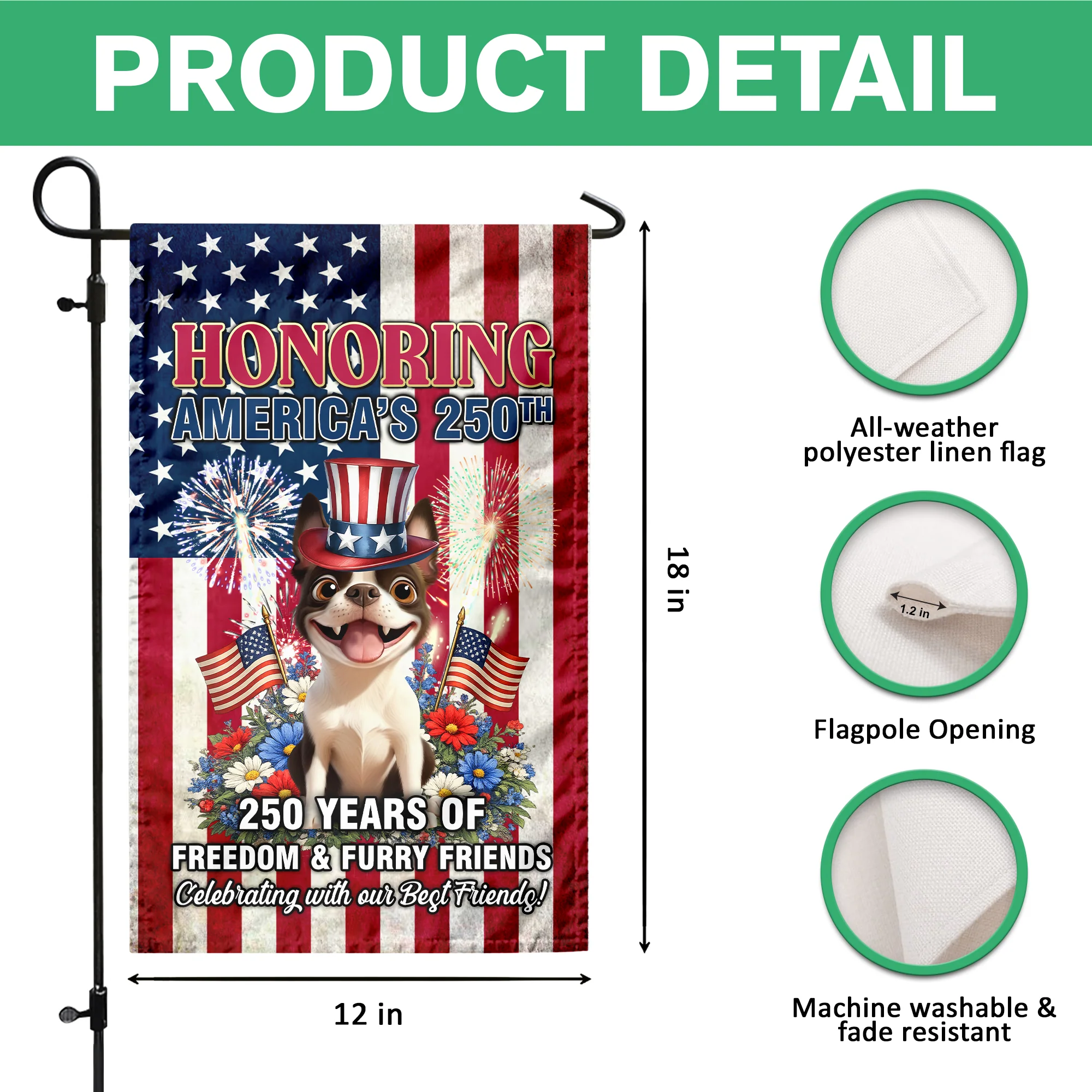 Personalized 250 Years Of Freedom & Furry Friends Garden Flag, Gift For Dog Lovers TH10 898831 - Image 10