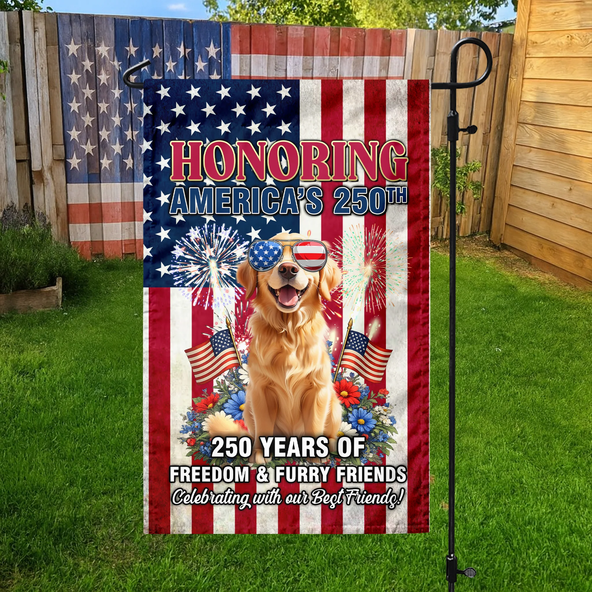 Personalized 250 Years Of Freedom & Furry Friends Garden Flag, Gift For Dog Lovers TH10 898831 - Image 3