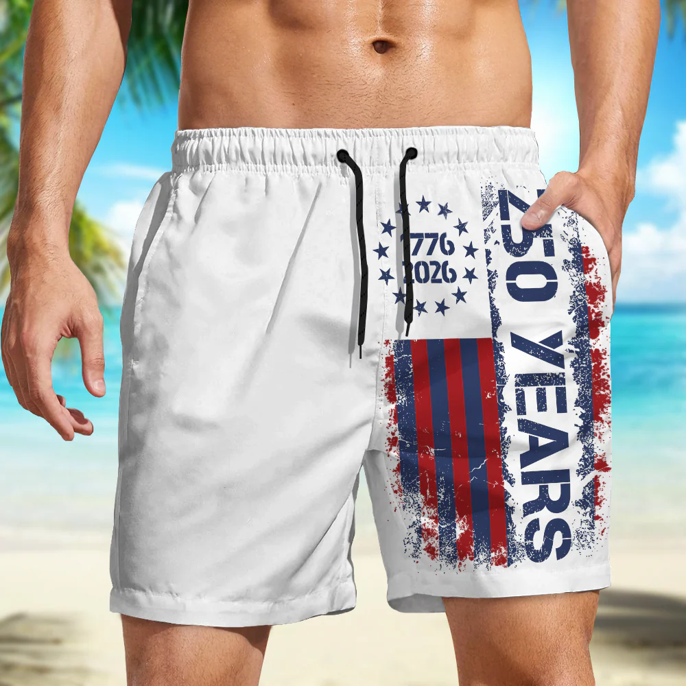 Personalized 250th Anniversary 1776-2026 American Flag Beach Shorts LM32 669235