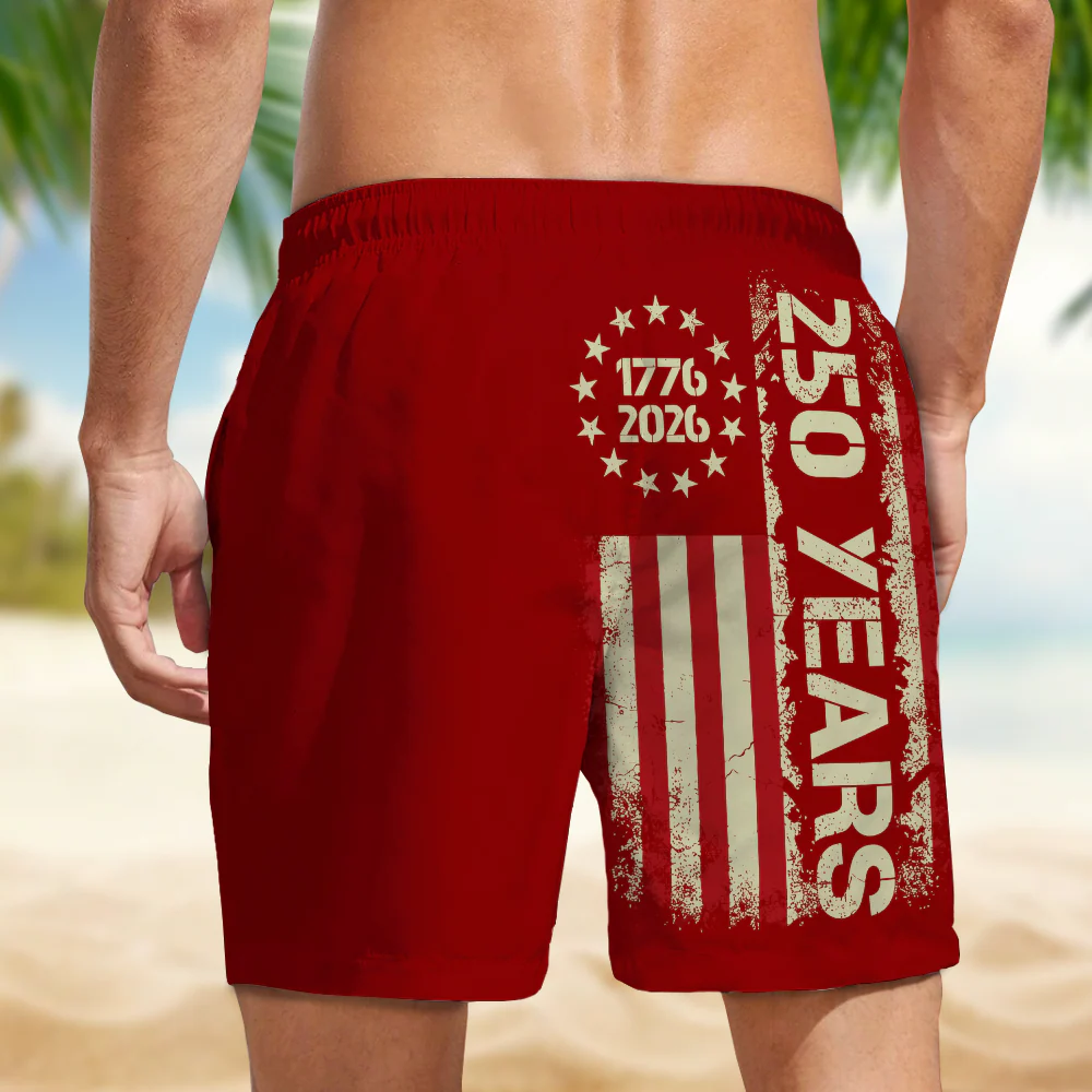 Personalized 250th Anniversary 1776-2026 American Flag Beach Shorts LM32 669235 - Image 6