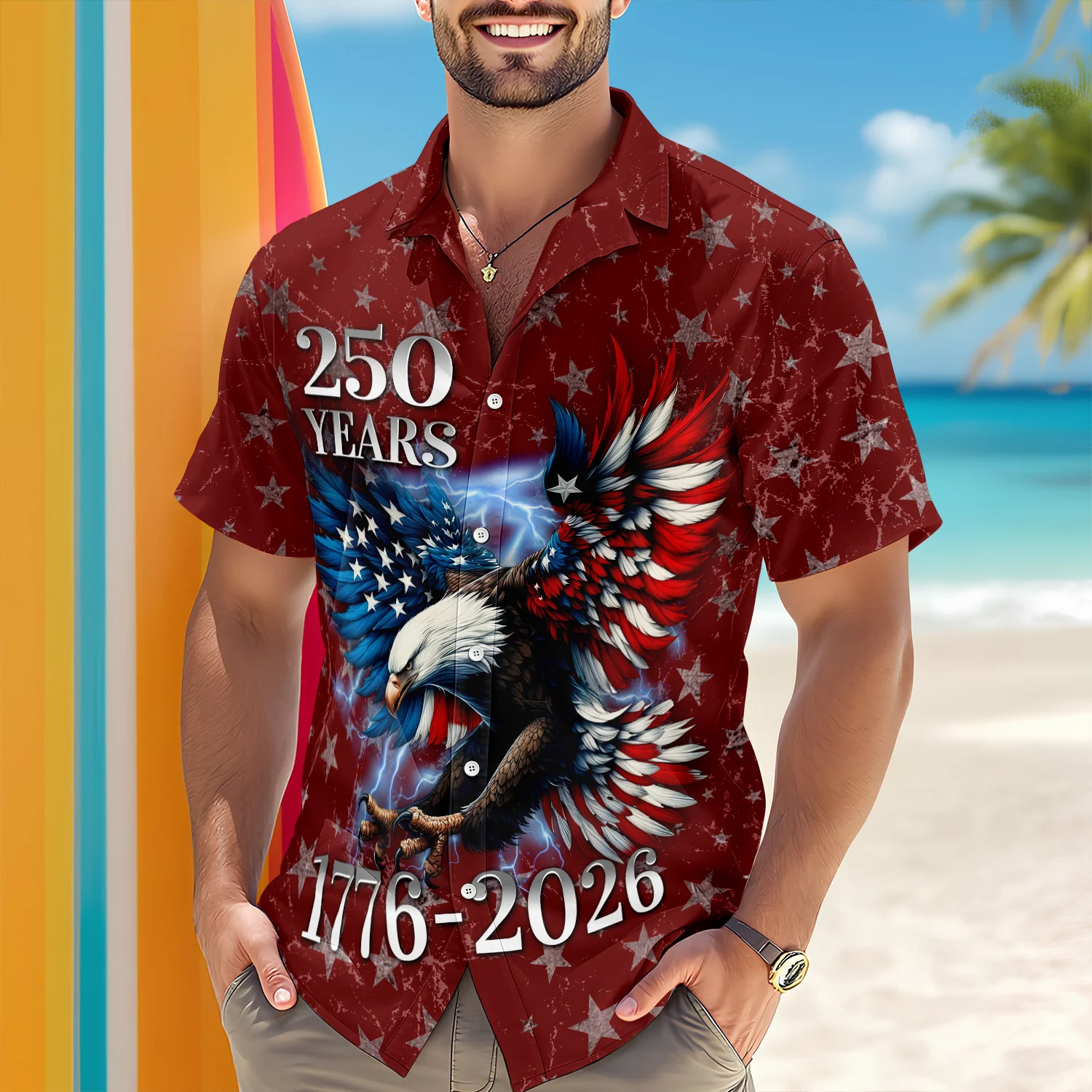 Personalized 250th Anniversary Eagle Patriotic American Hawaiian Shirts CH07 910526 - Image 6