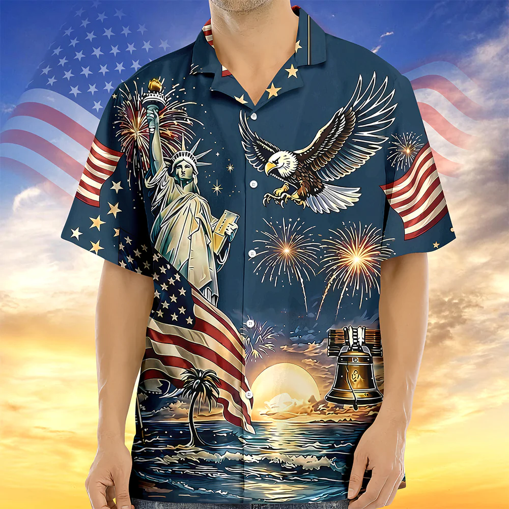 Personalized 4th of July 250th Anniversary Eagle American Flag Hawaiian Shirt LM32 669231 - Image 3