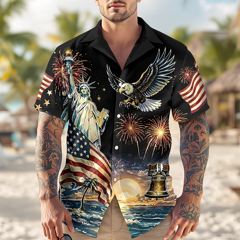 Personalized 4th of July 250th Anniversary Eagle American Flag Hawaiian Shirt LM32 669231 - Image 7