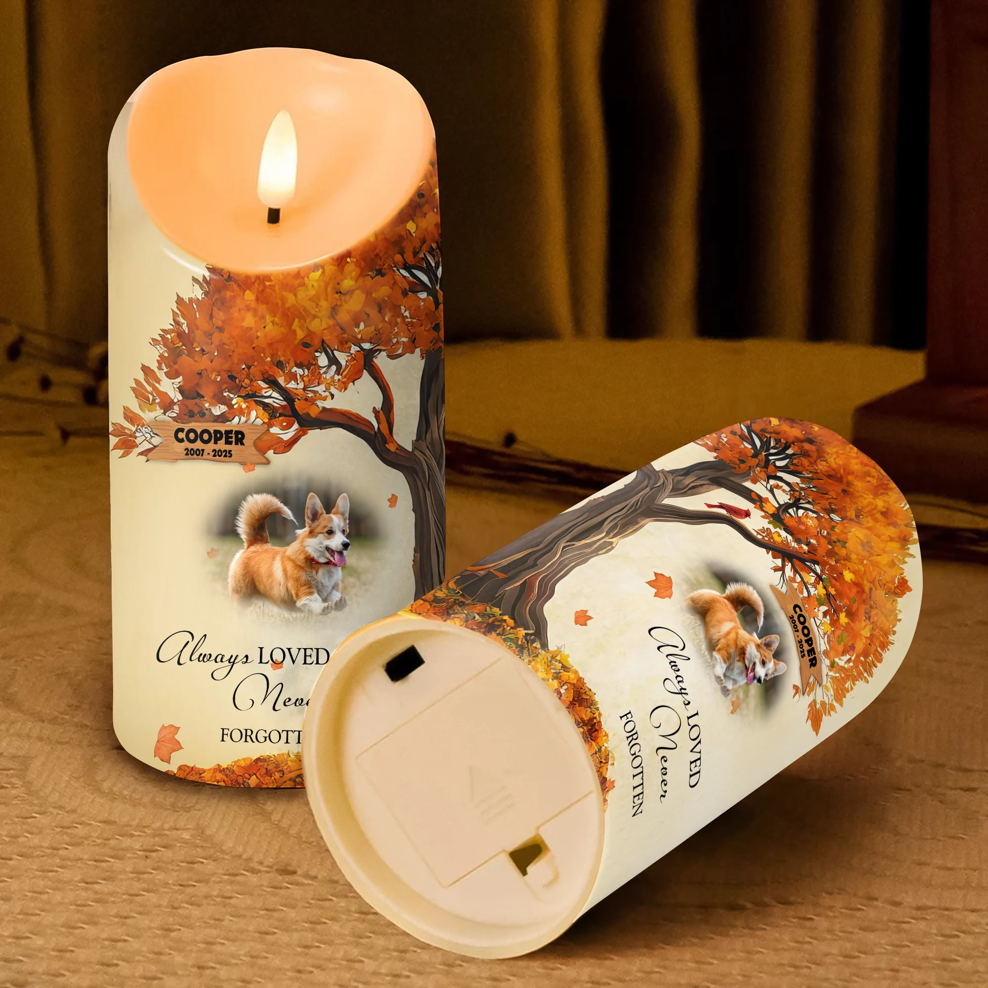 Custom Pet Photo Always Loved Never Forgotten Memorial LED Candle LM32 895893 - Image 6