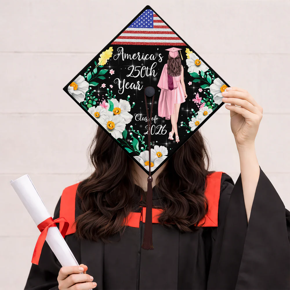 Personalized America 250th Anniversary Class of 2026 Graduation Cap Topper TH10 169225