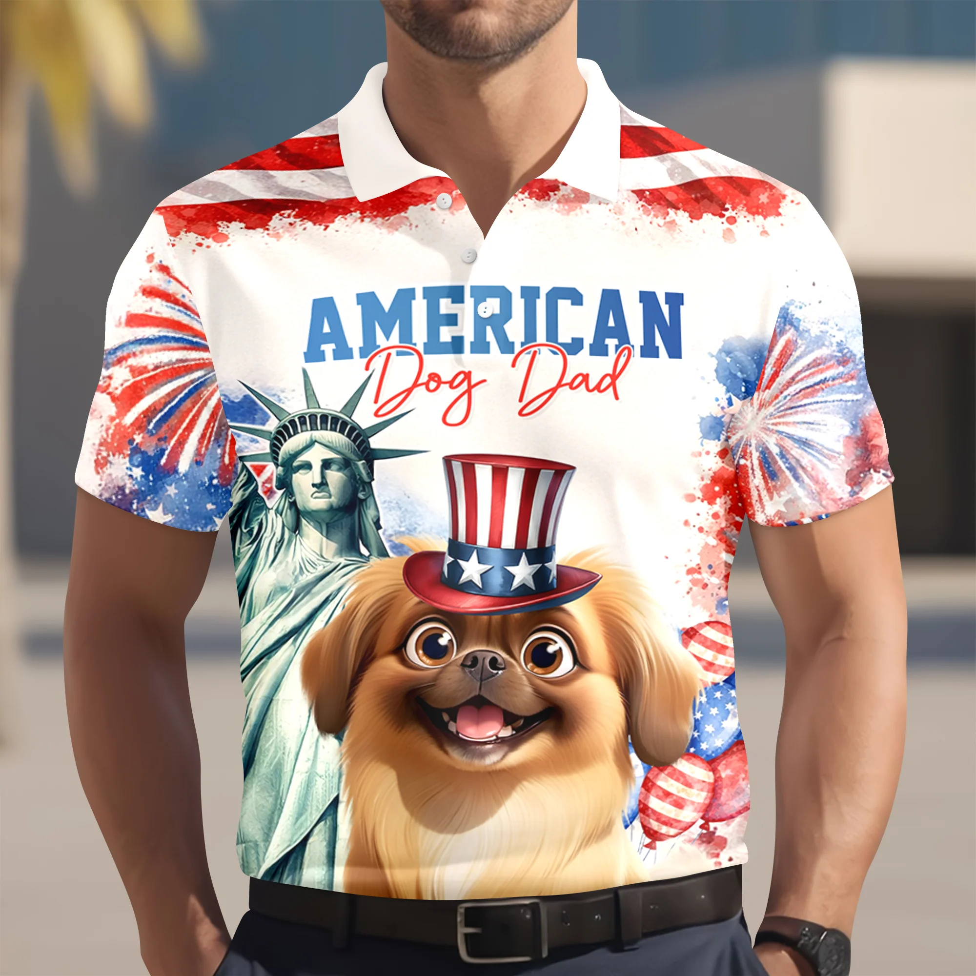 Personalized America Cat Dad, Dog Dad Polo Shirt LM32 899117 - Image 2