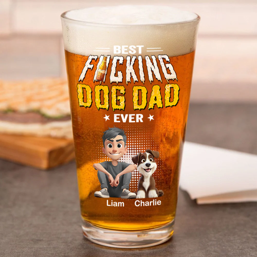 Personalized Best Dog Dad Ever Beer Glass - Gift for Father’s Day HO82 902510 - Image 2