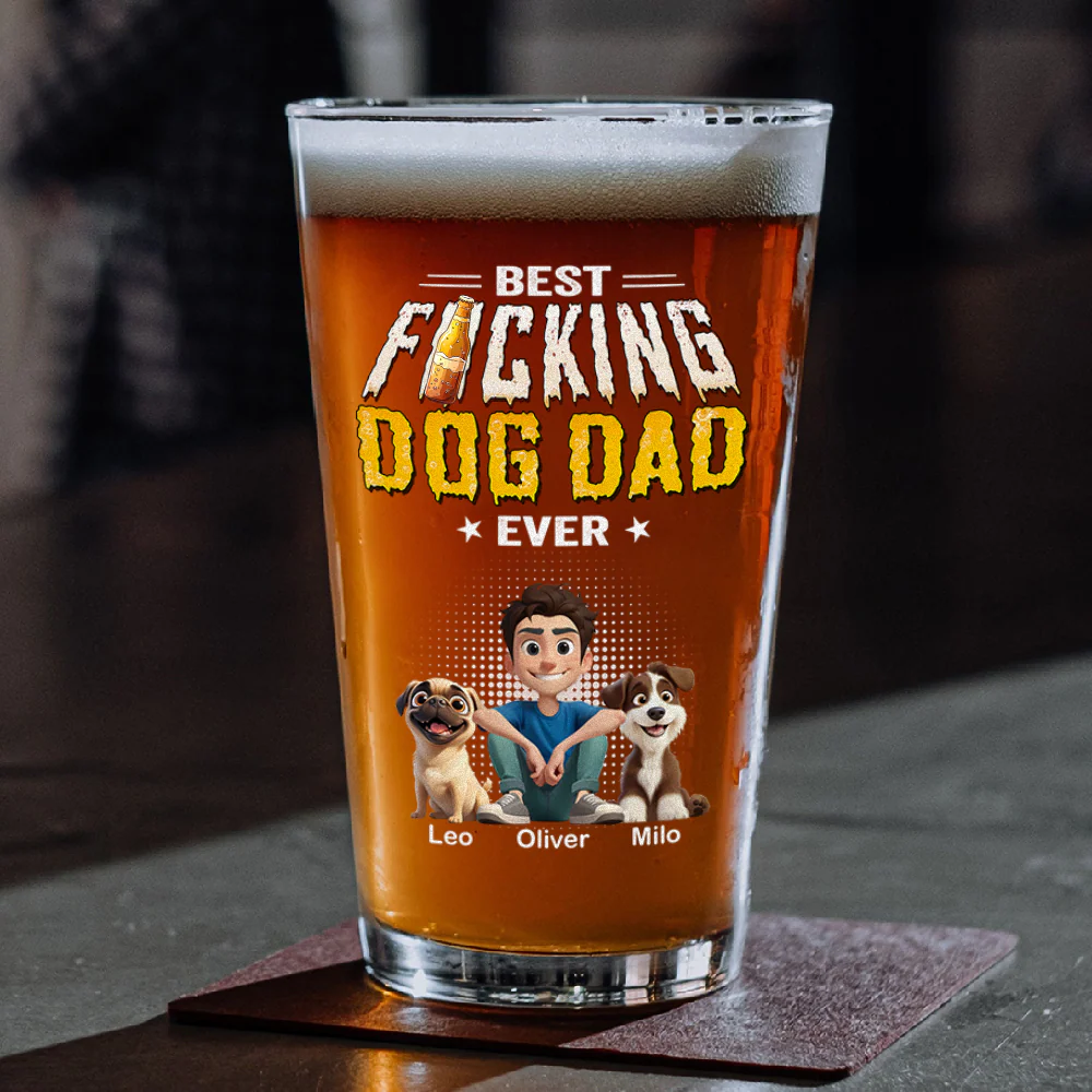 Personalized Best Dog Dad Ever Beer Glass - Gift for Father’s Day HO82 902510 - Image 5