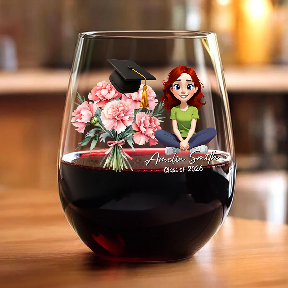 Personalized Birth Flower Class of 2026 Graduation Wine Glass HO82 901782 - Image 6