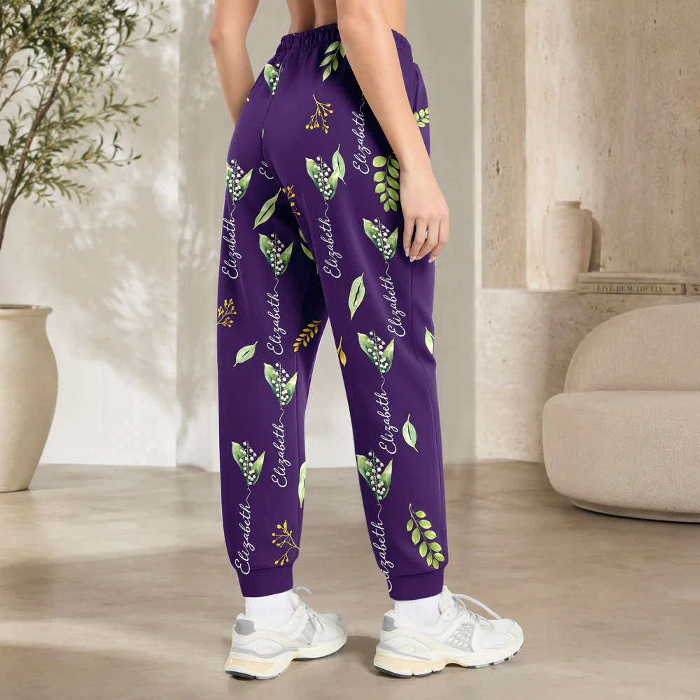 Personalized Birth Flower & Name Sweatpants - Custom Floral Lounge Pants HO82 902926 - Image 6