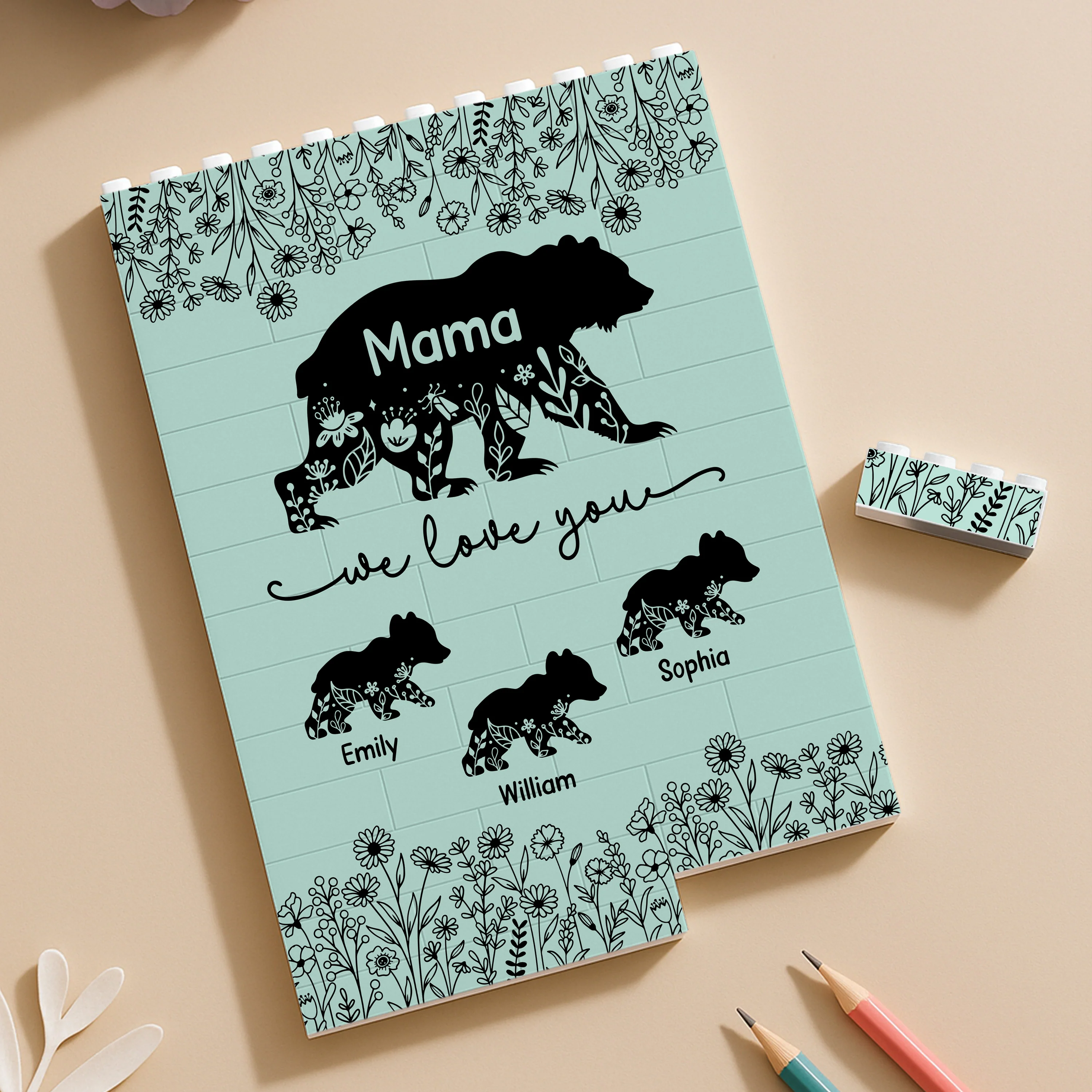 Personalized Floral Mama Bear Building Brick Blocks Mother's Day Gift HA75 920652 - Image 4