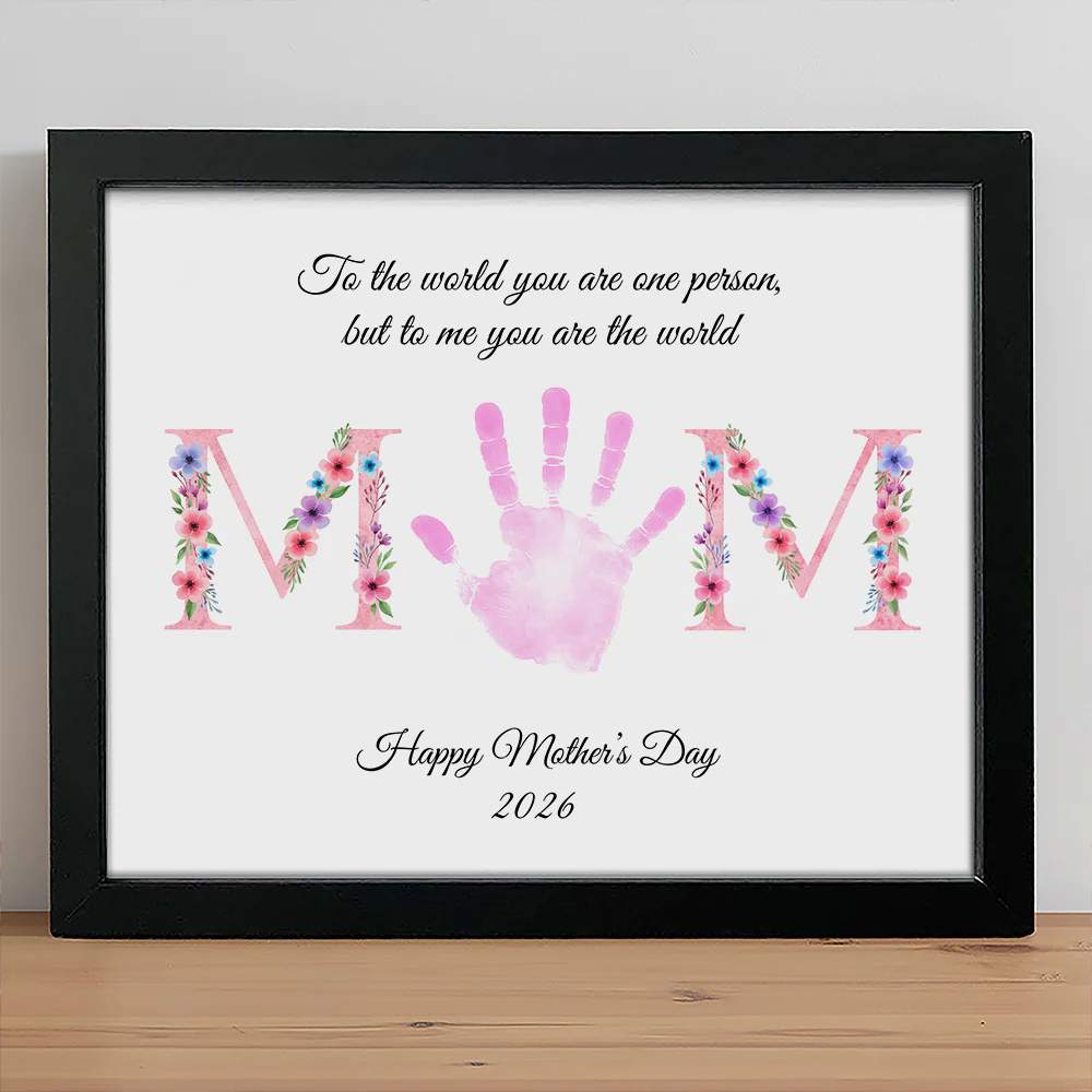 Personalized Floral Mom Handprint Picture Frame – Mother’s Day Keepsake Gift HO82 901590 - Image 5