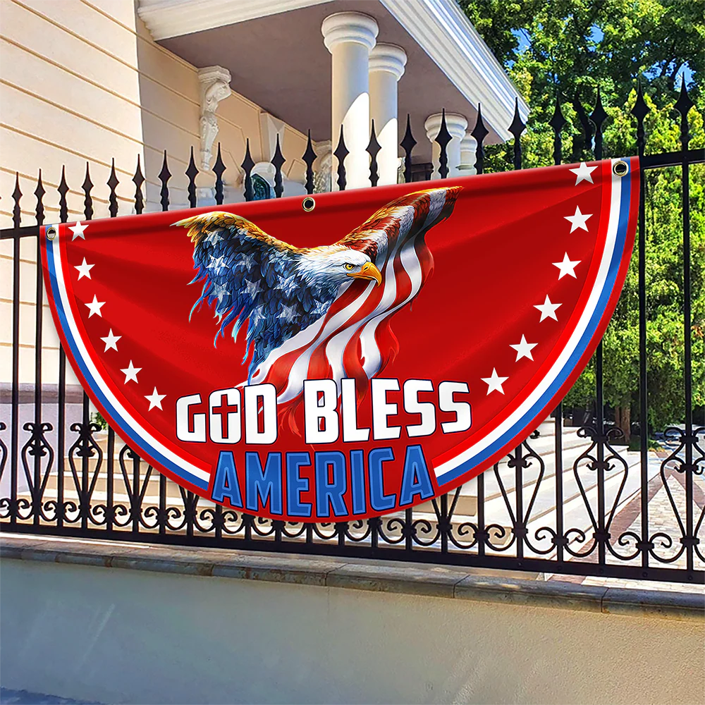 Personalized God Bless America 1776 - 2026 Eagle Non-Pleated Fan Flag LM32 899029 - Image 4