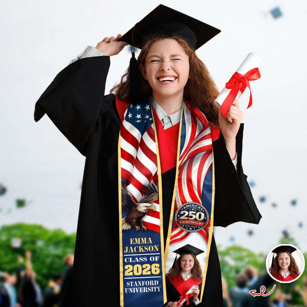 Personalized Graduation Stole US 250 Years 1776-2026 HO82 901514 - Image 3