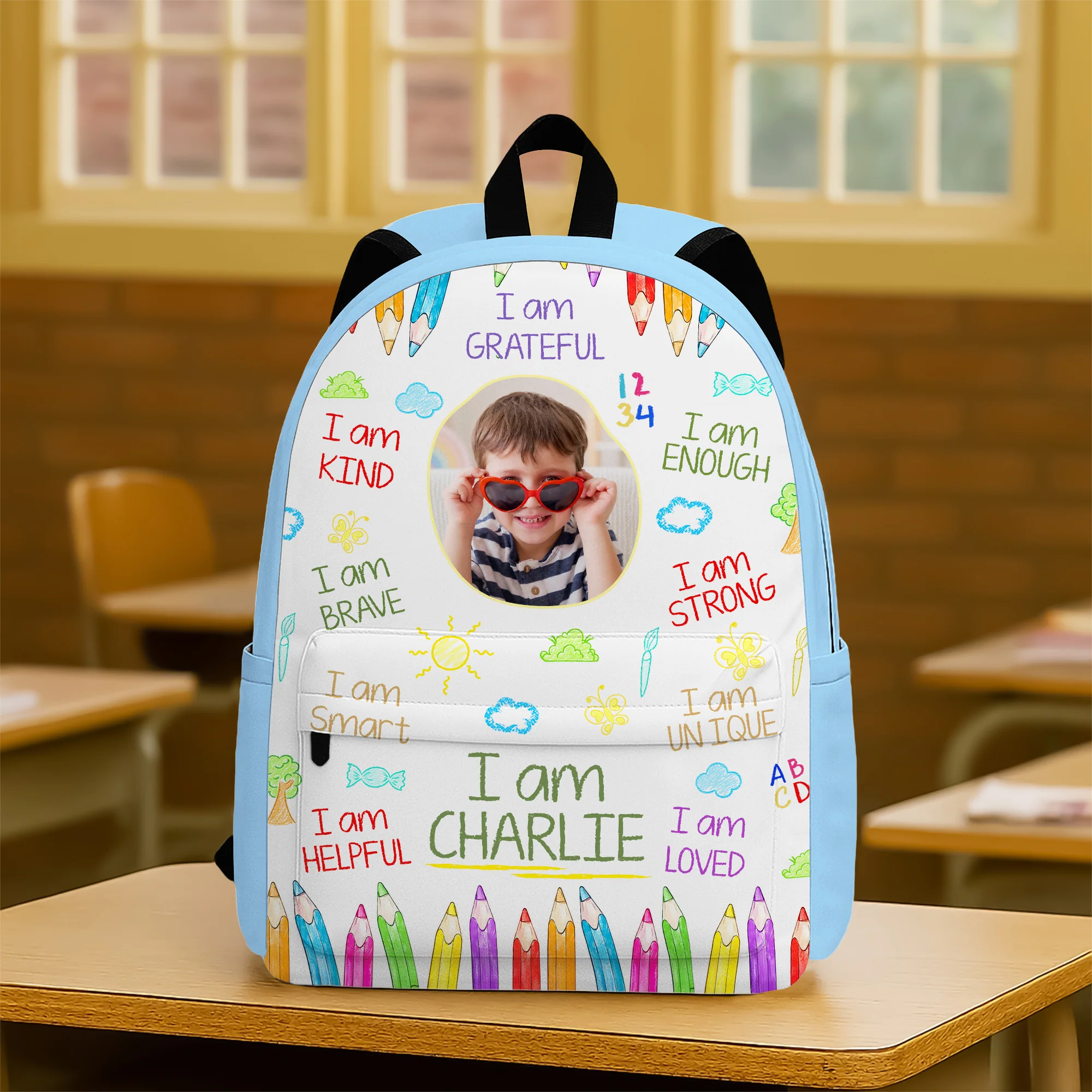 Personalized Kid Photo I Am Kind Smart Loved Affirmations Backpack For Kids HA75 921658 - Image 4