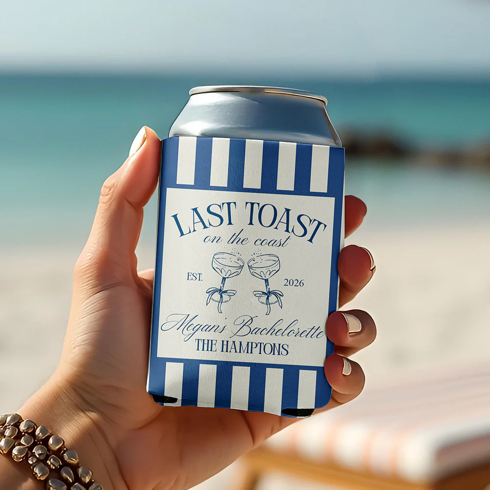 Personalized Last Toast On The Coast Bachelorette Party Print Full Can Cooler CH07 911260 - Image 3