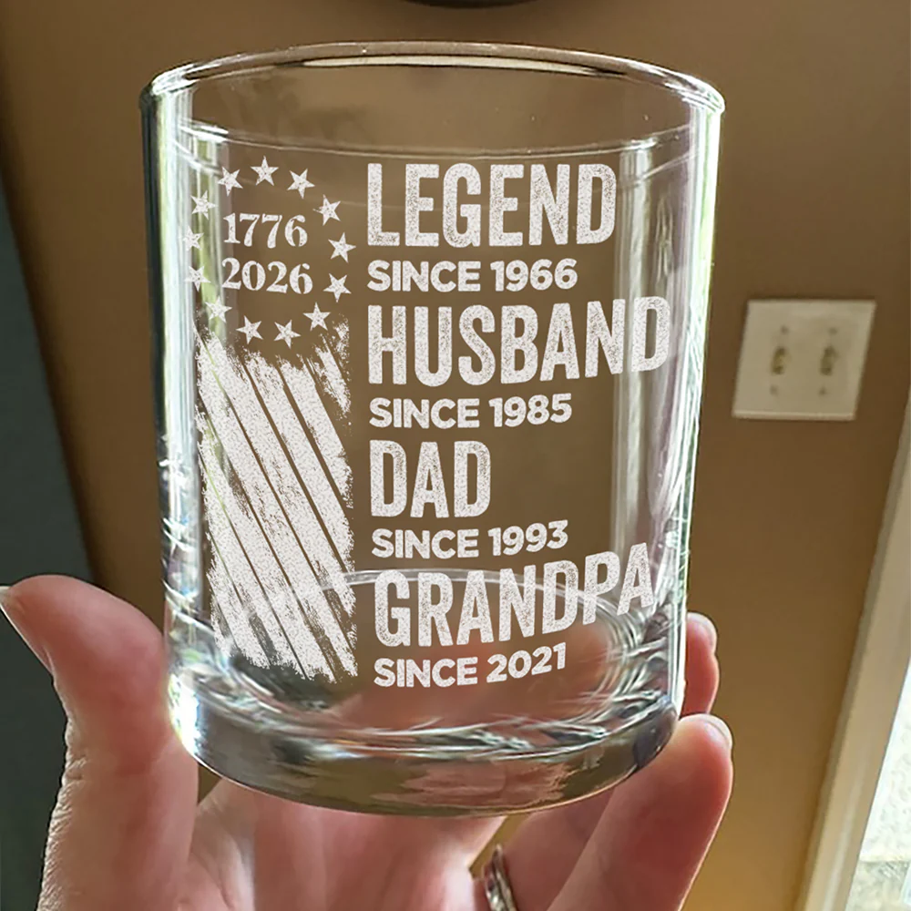 Personalized Legend, Husband, Dad And Grandpa Engraved Rock Glass HA75 920594 - Image 3