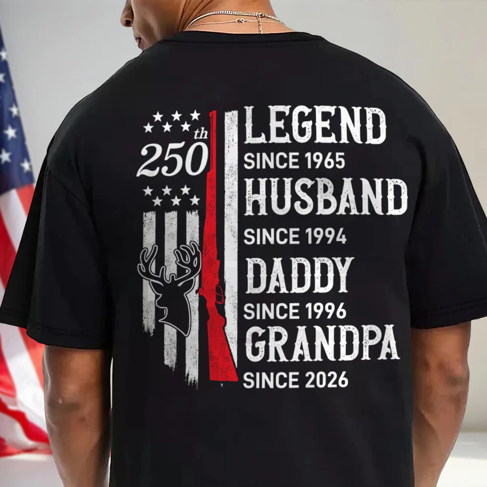Personalized Legend, Husband since 4th of July Back Dark Shirt Gift for Hunting Dad HA75 920776 - Image 2