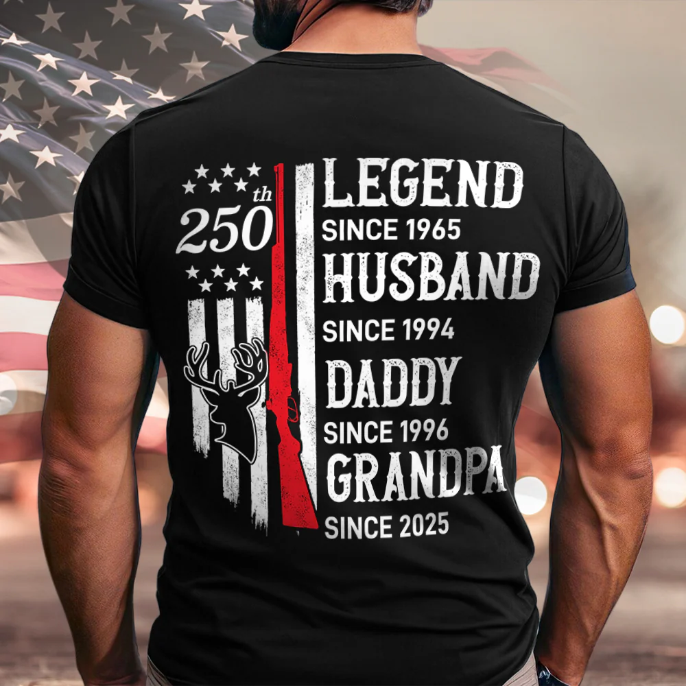 Personalized Legend, Husband since 4th of July Back Dark Shirt Gift for Hunting Dad HA75 920776 - Image 3