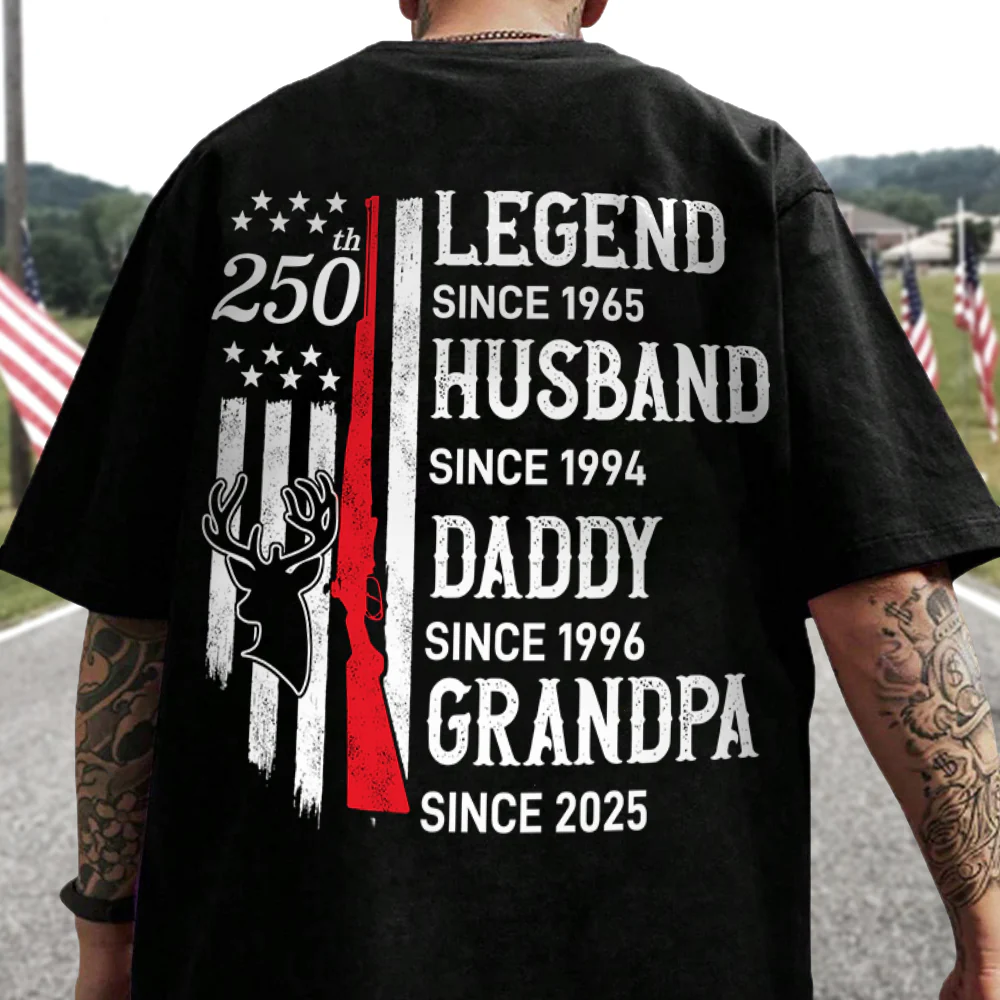 Personalized Legend, Husband since 4th of July Back Dark Shirt Gift for Hunting Dad HA75 920776 - Image 4